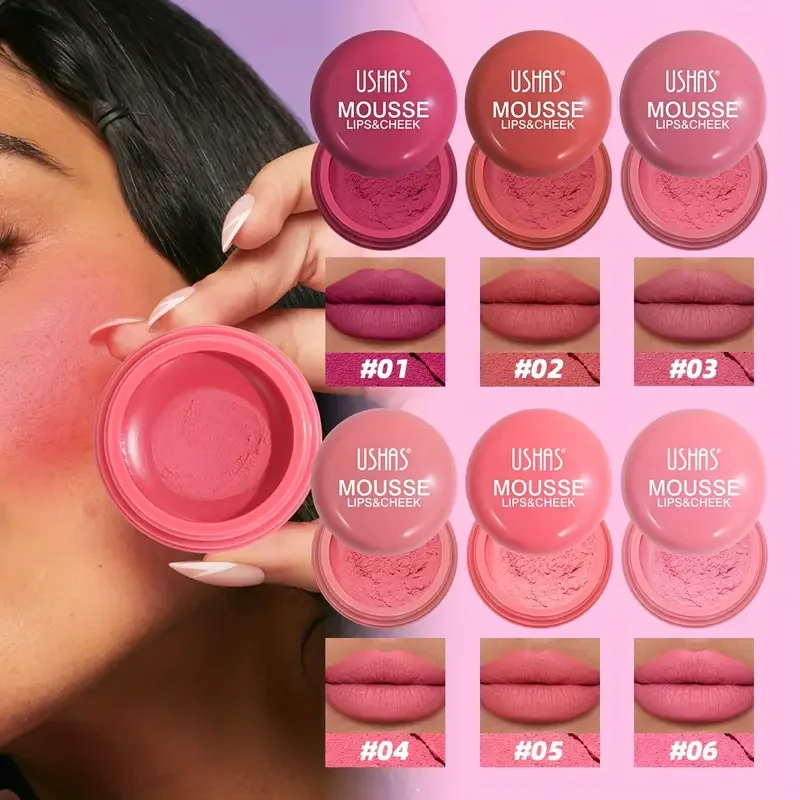 6 Colors Available, Natural Velvet Texture Blush Mud, Dual Use for Lips and Face, Natural and Delicate Texture, Long-Lasting Moisturizing Velvet Mist Mousse Texture