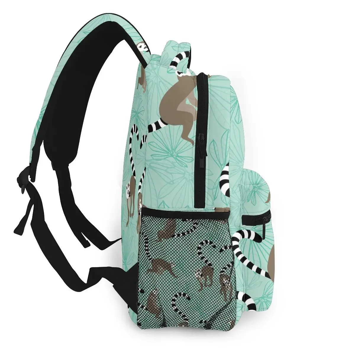 Mochila Katta-Lemur com Folhas Maniok para Mulheres, Mochila Escolar de Grande Capacidade para Adolescentes, Mochila de Viagem