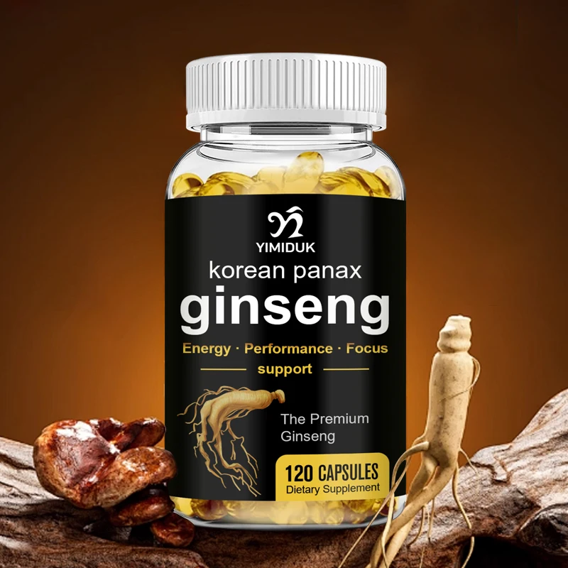 

Organic Korean Red Ginseng Capsules - with Ginkgo Biloba - Supports Increased Energy, Stamina & Performance, Muscle Strength