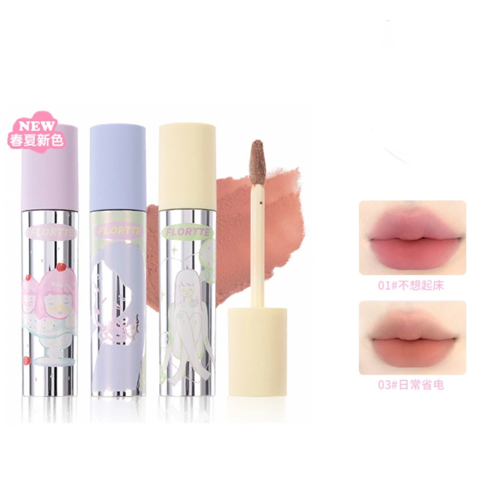 

FLORTTE Wackky Girl's World Крем для губ Матовый бархатный крем для губ Антипригарная чашка Невыцветающая губная помада Макияж для губ Аутентичный оригинал