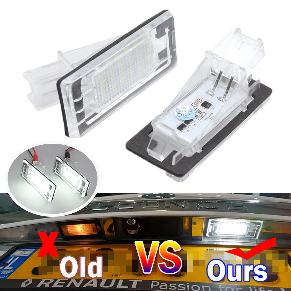 Fehlerfreie LED-Kennzeichenbeleuchtung 2X für Renault Espace Laguna Scenic Fluence Dacia Duster Logan Nummernschildlampen Autozubehör