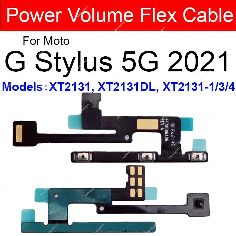 Power Volume Flex Cable สำหรับ Motorola MOTO G Stylus 5G 2021 2022สวิตช์เปิด/ปิดด้านข้างคีย์ Flex Ribbon