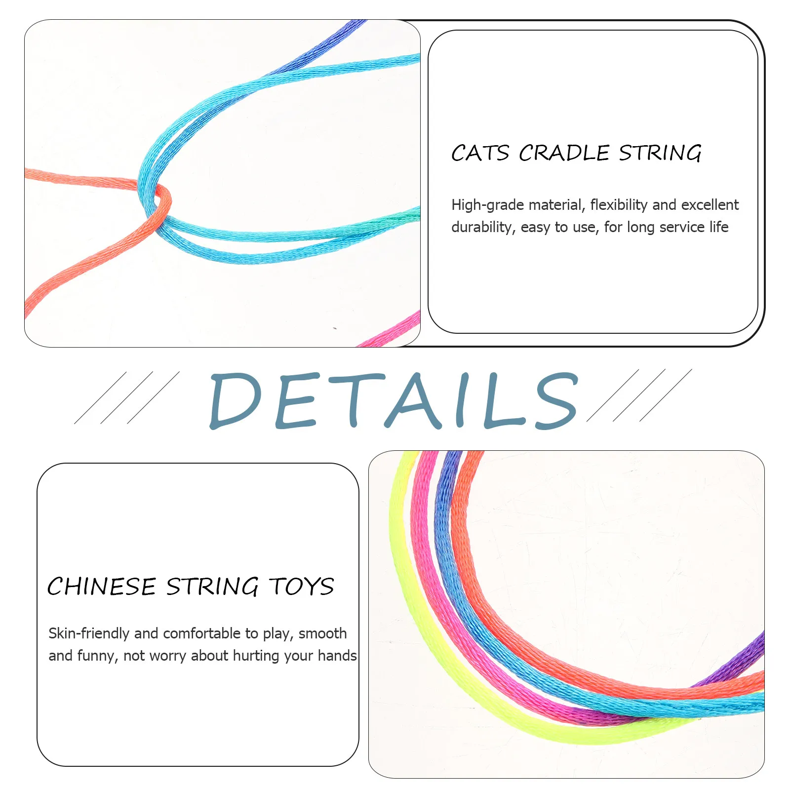20Pcs Cats Cradle Finger String Colorful Hand Game Rainbow Stretch String for Children Sensory Fun Hand Skill Exercise