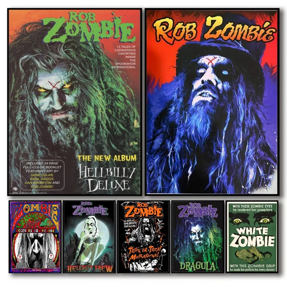 Rob Zombie Canvas Art Poster No Framed Poster Kraft Club Bar Paper Vintage Poster Wall Art Painting Bedroom Study Stickers