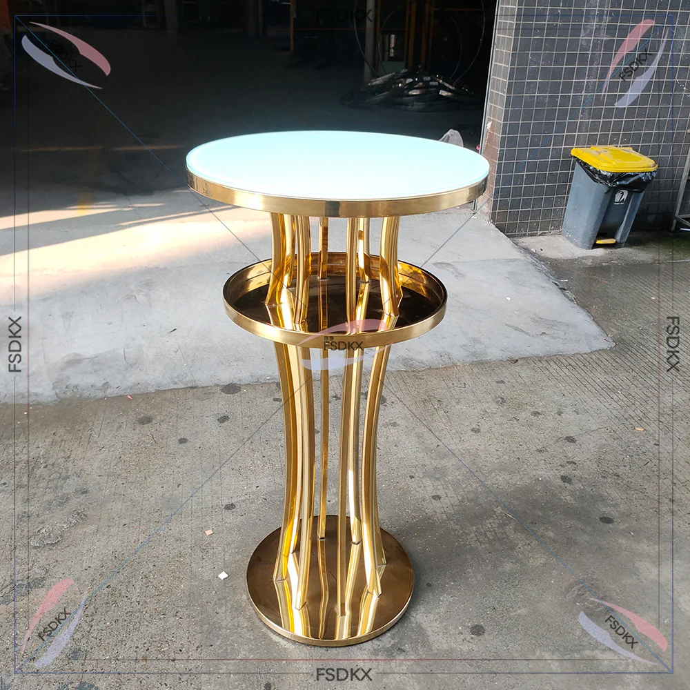 

Luxury Shiny Gold Stainless Steel Party Wedding Outdoor Indoor Bar Table