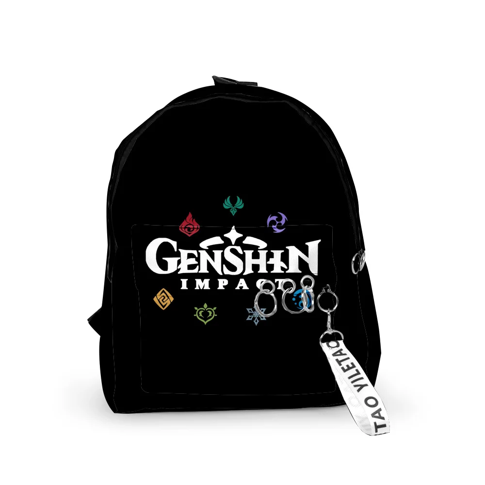 

Harajuku Cool Genshin Impact Backpacks Boys/Girls pupil School Bags 3D Printed Keychains Oxford Waterproof Cute Small Backpacks