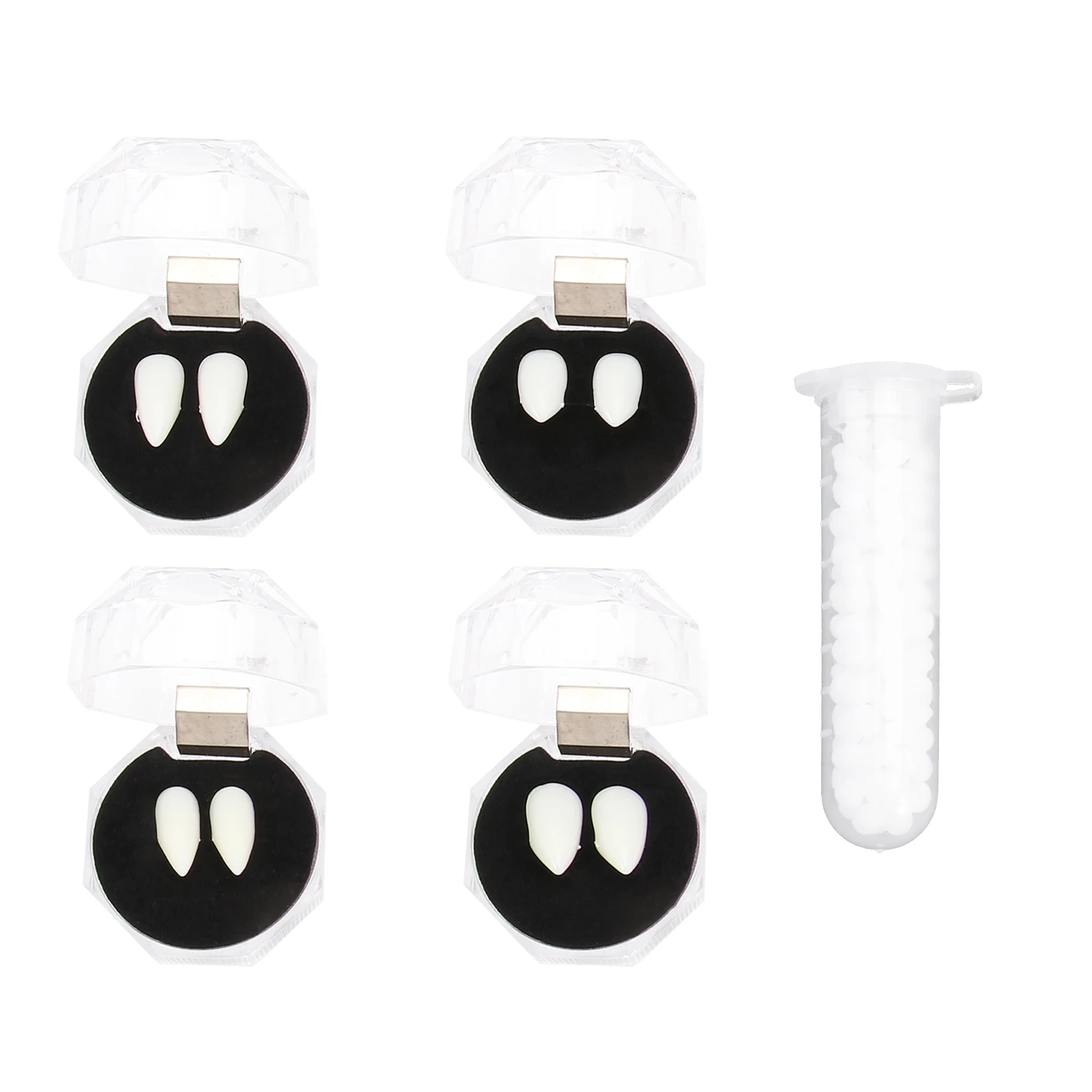 Kunstgebitset Halloween-kostuumaccessoire Realistische hoektanden Rekwisieten Meerdere maten Tandenkappen Valse kunstgebit