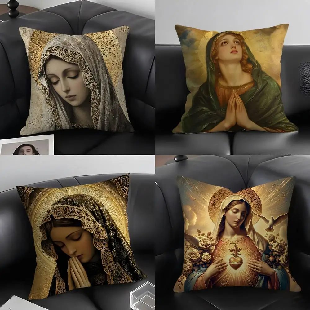 retro V-Virgin Mary Pillow Case  Plush Fabric Soft  Pillowcase Double Sided Print Cushion Cover Household Gifts