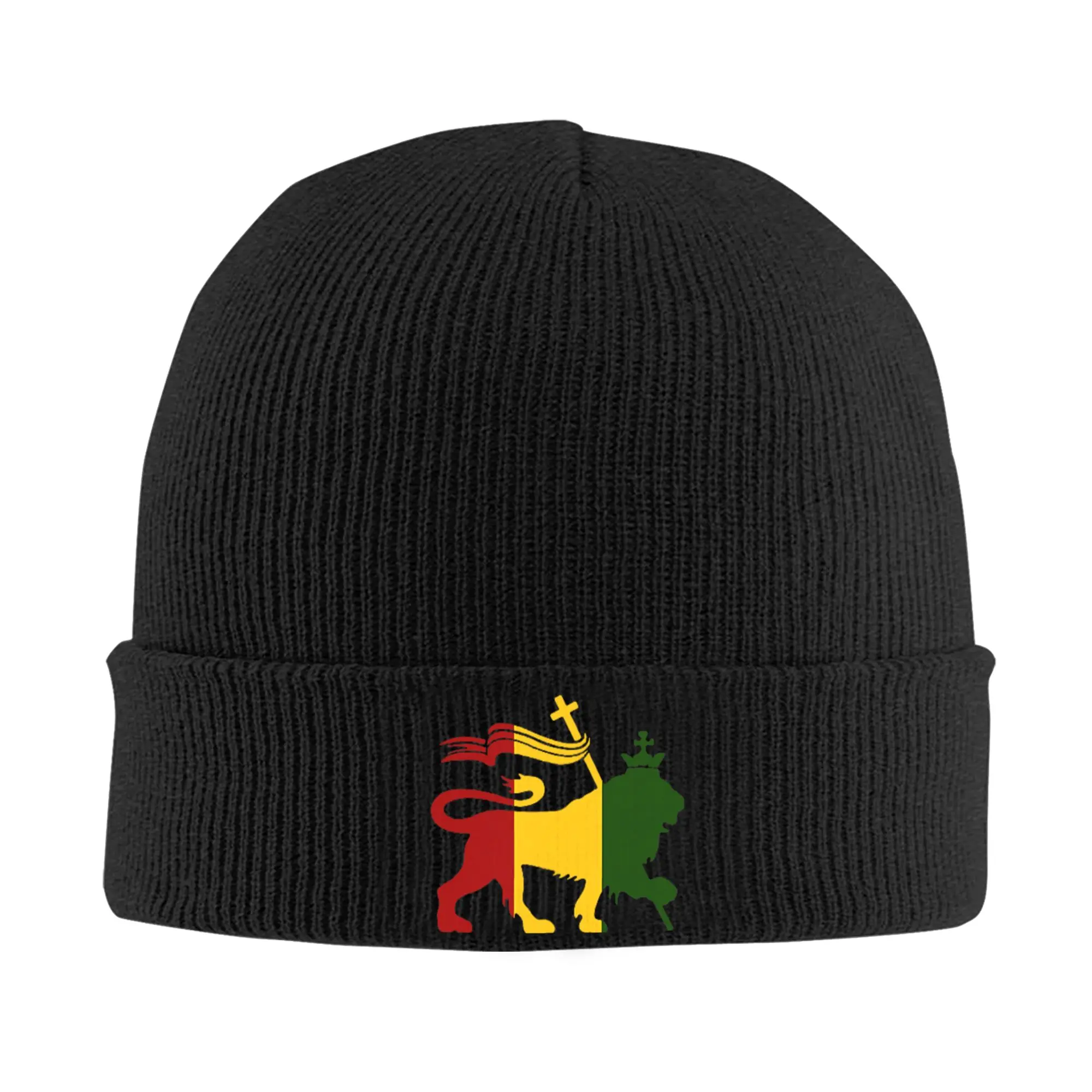 Reggae Rastafari Lion of Judah Knit Hat Beanie Winter Hats Warm Acrylic Hip Hop Rasta Music Cap for Men Women Gift