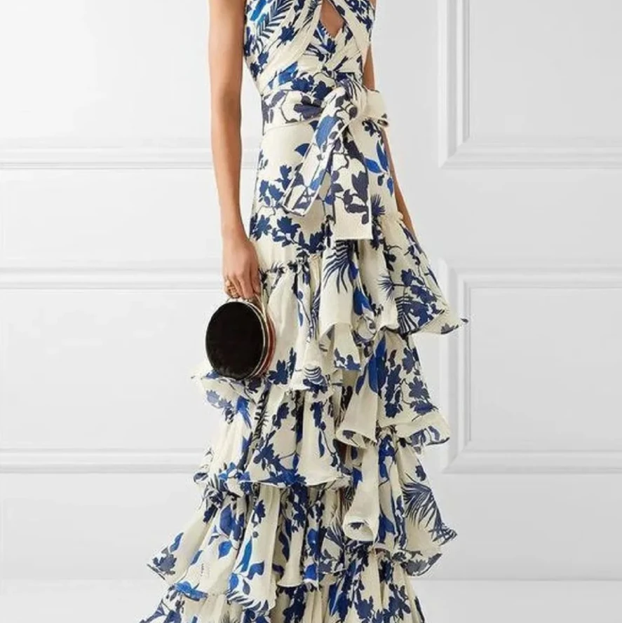 Robe Boho imprimée pour femmes, nouvelle mode d'été, Streetwear, tendance, haute qualité, col licou, sans manches, robes élégantes