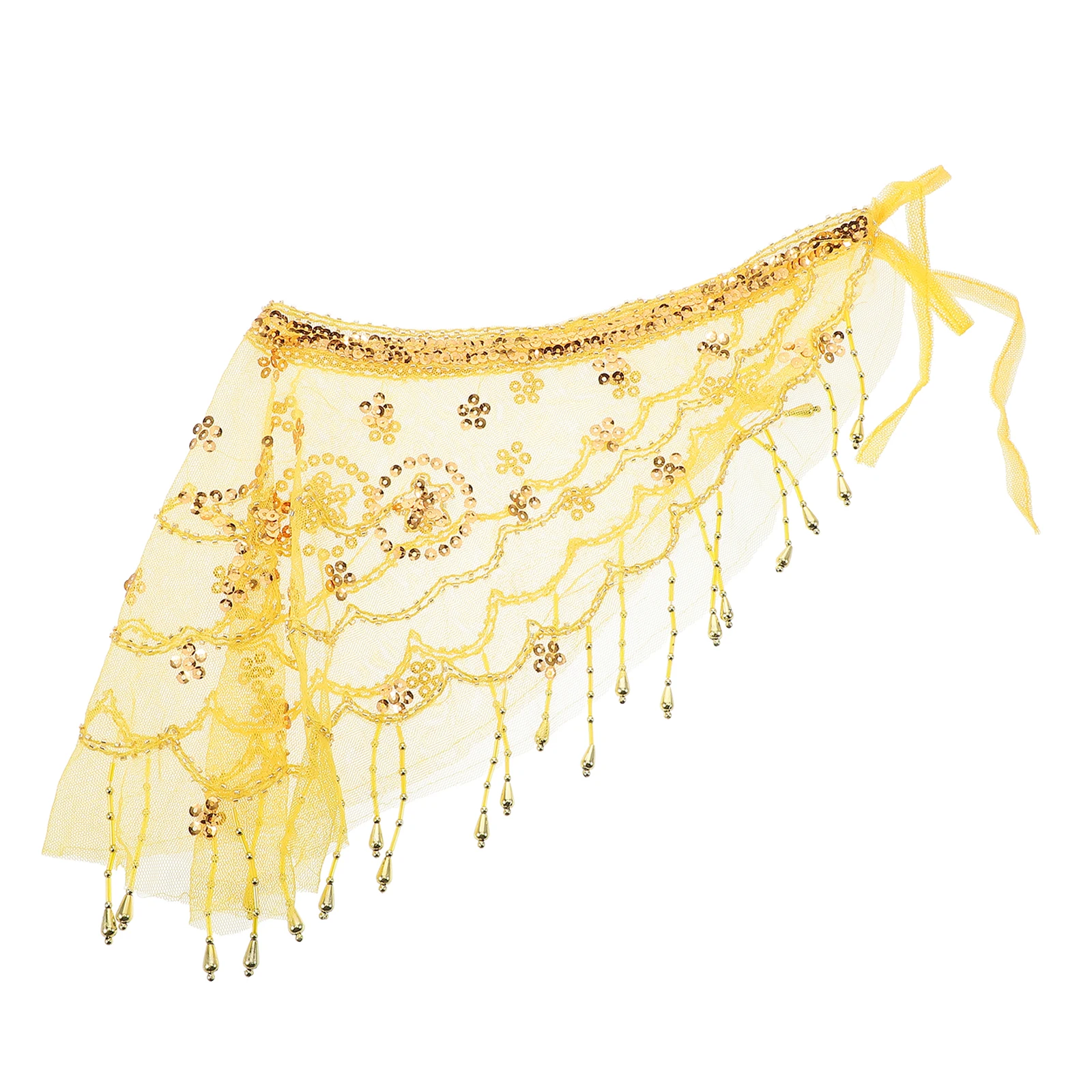 Belly Dancing Golden Bead Face Veil Elegant Half Mask for Cosplay Halloween Party Performance Accessory for Women