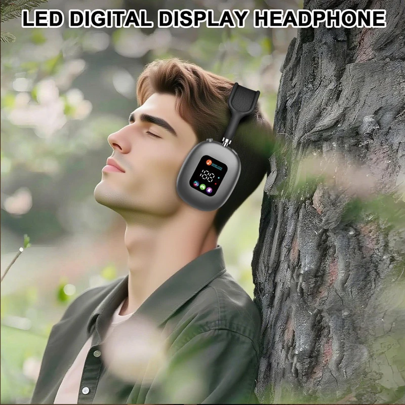 MAX600 Model New Wireless Active Noise Cancelling Headphones Hybrid Wireless Headphone With Touch Control LED Screen 2025 Hot