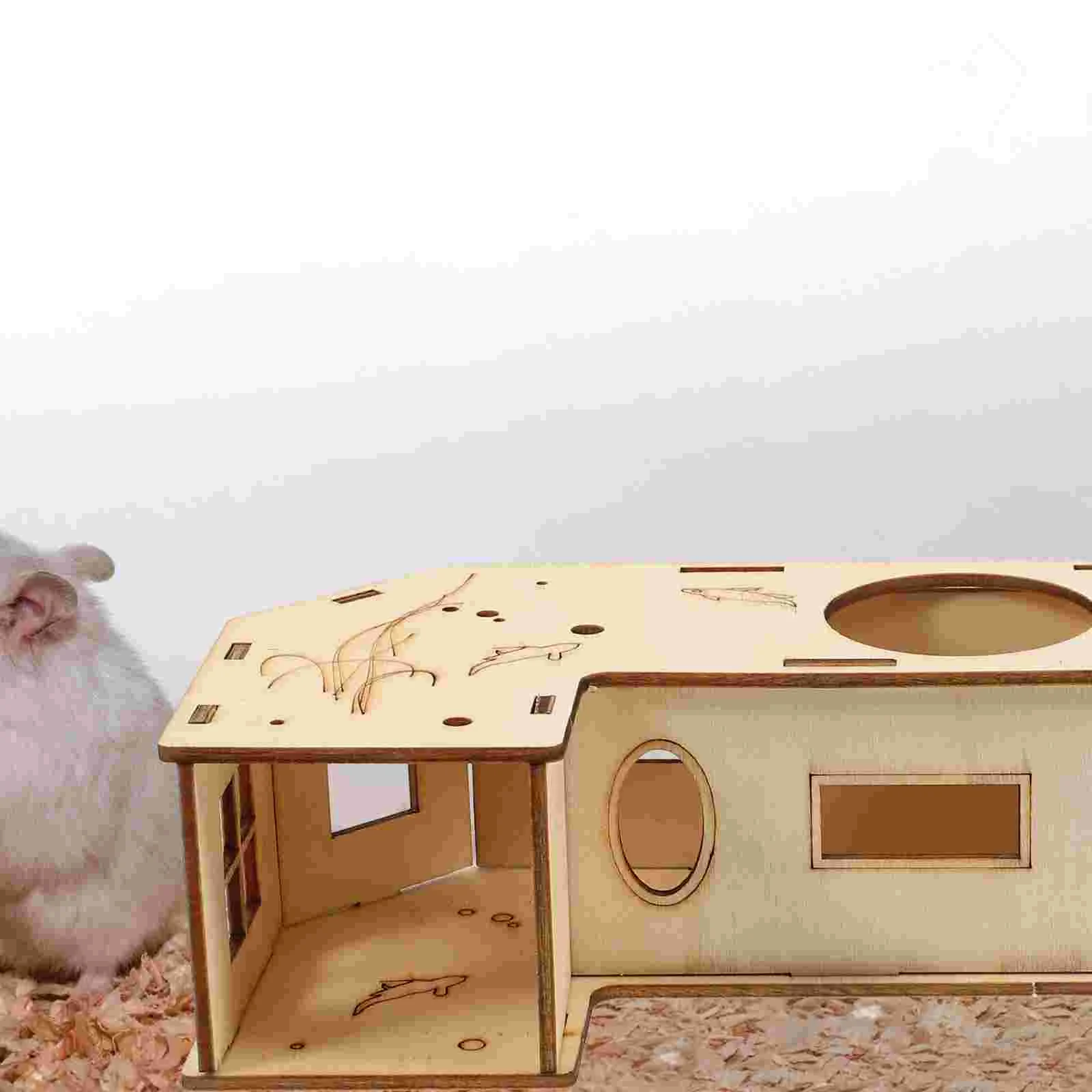 

Hamster Toy Pet Tunnel for Home Rat Hideout Guinea Pig Toys Wooden Animal Small Animals Tubes Supplies