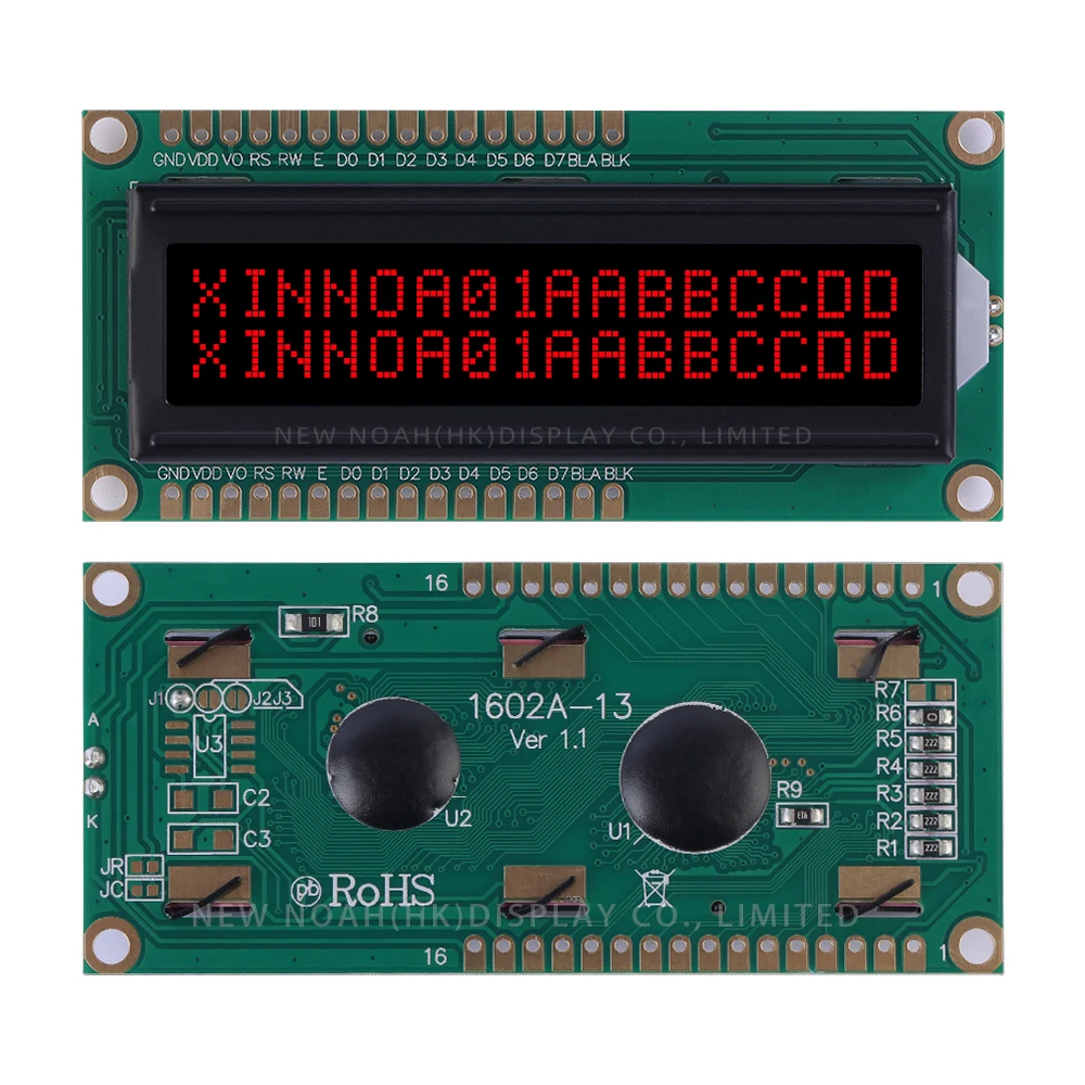 BTN black film Red 1602A-13 Liquid Crystal Display 02*16 LCD 16*2 1602 16X2 16 PIN 80X36X11.1Mm Dual Row Interface Module