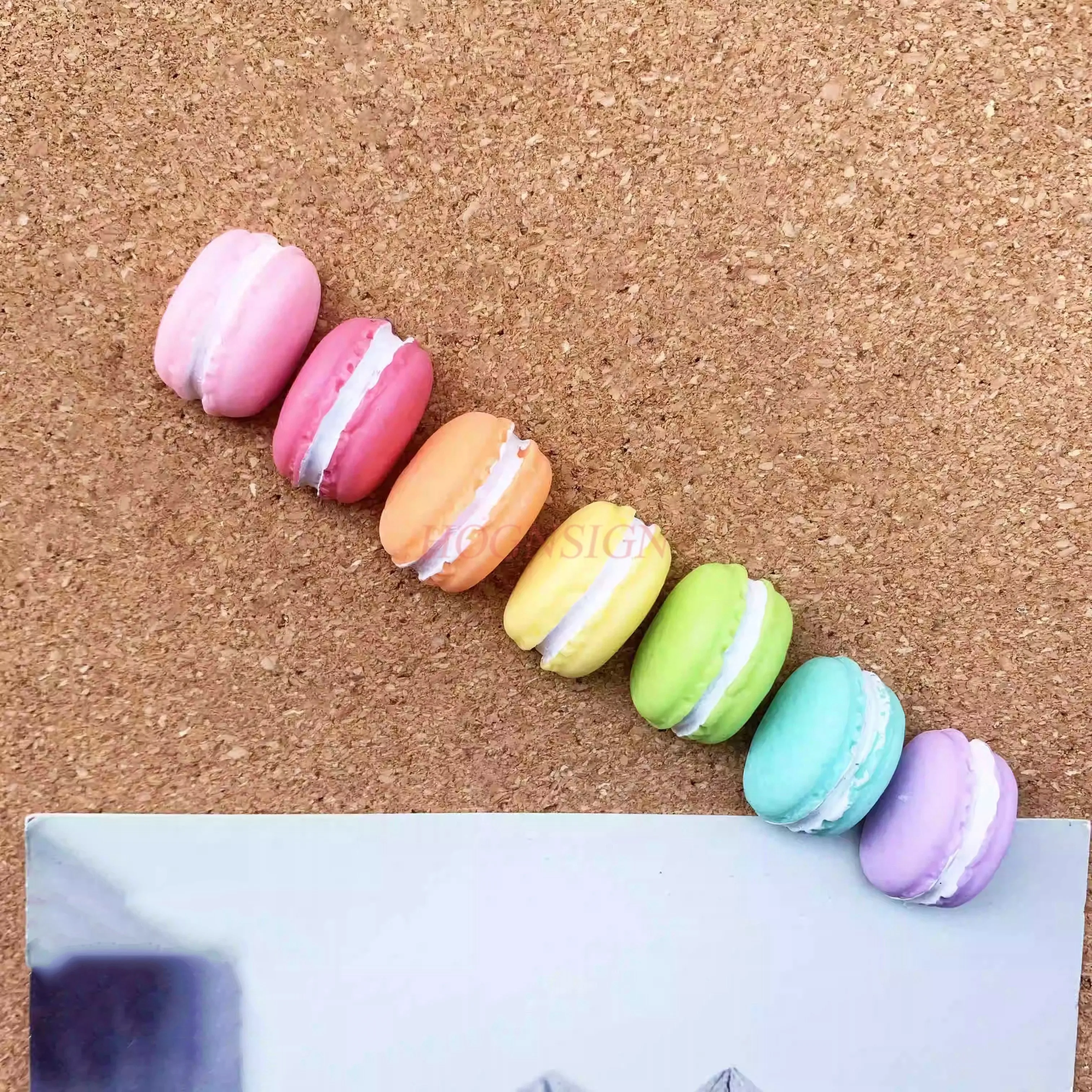 7pcs Macaron Dessert Colorful Creative Push Pin Cork Felt Board Message Wall Dining Bar Scene Decoration