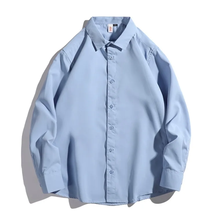 

Spring Autumn Pure Color Ice Silk irt Jaet Men's Trendy Loose Casual Collar Long Sve Premium Feeling Polyester Fiber