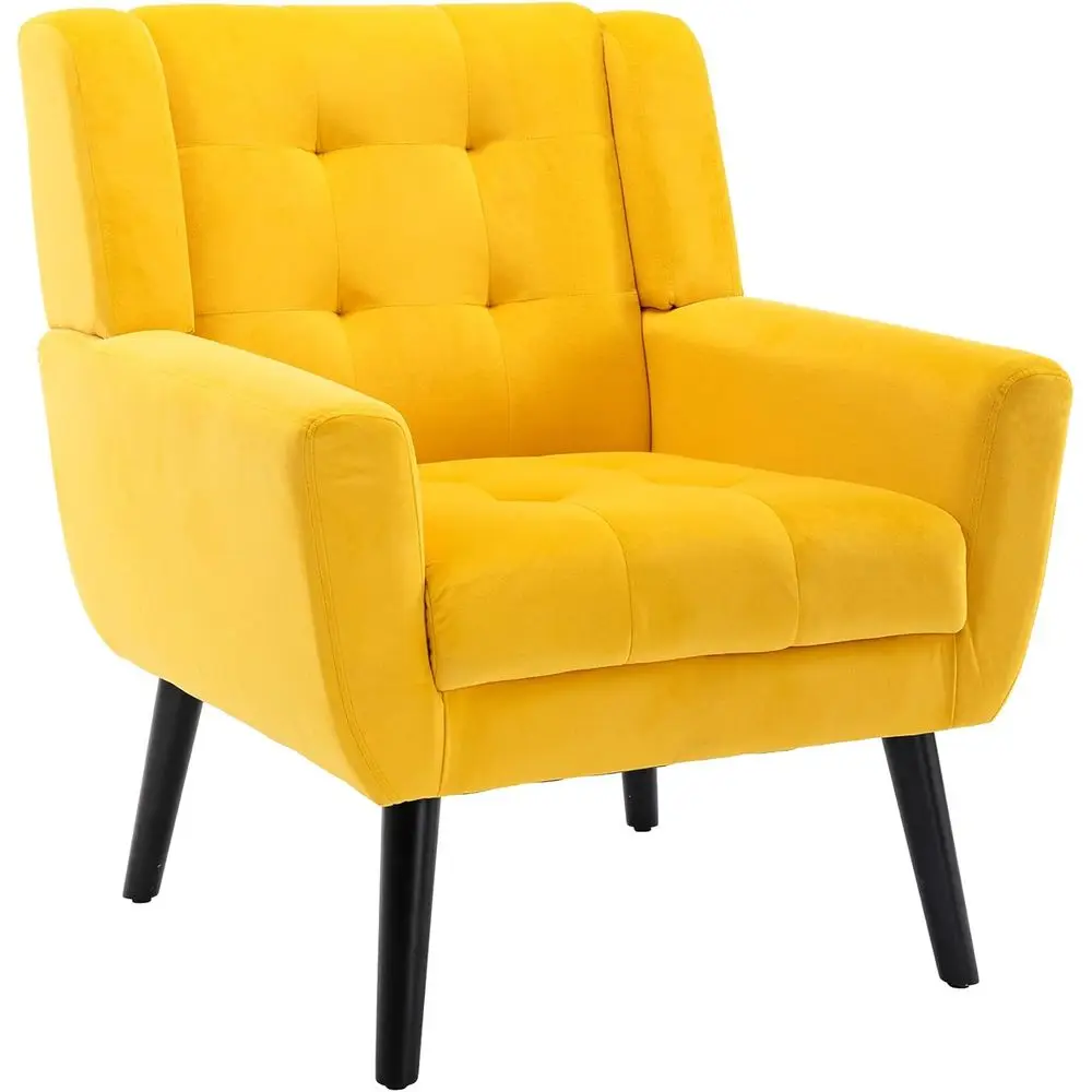 

Кресло с обивкой из ткани, с подлокотниками, в дизайне Wingback, для чтения и гостиных, желтого цвета