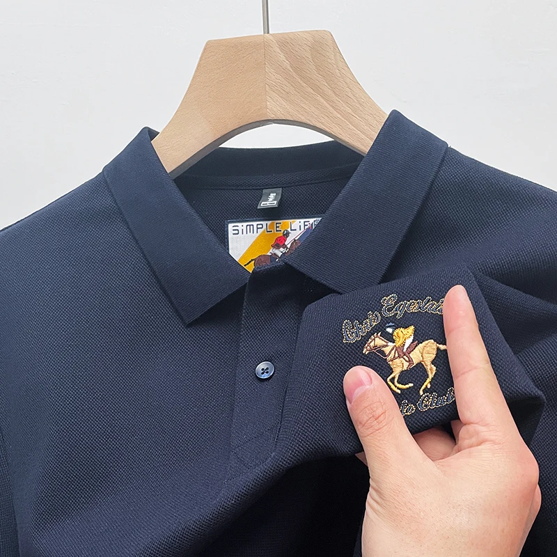 

Hot Sales Luxury Men's 100Cotton Polo Shirt Lapel Horse Embroidery Short-sleeve Business Fashion T-shirt Golf Summer Men's Wear