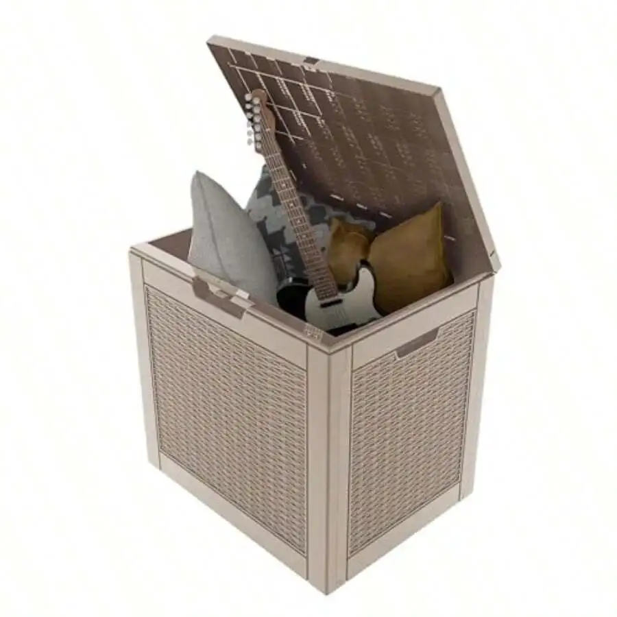 36 Gallon Outdoor Deck Box, Waterproof Resin Outdoor Storage Boxes, Outside Storage Lockable Container For Garden Tools, Indooor