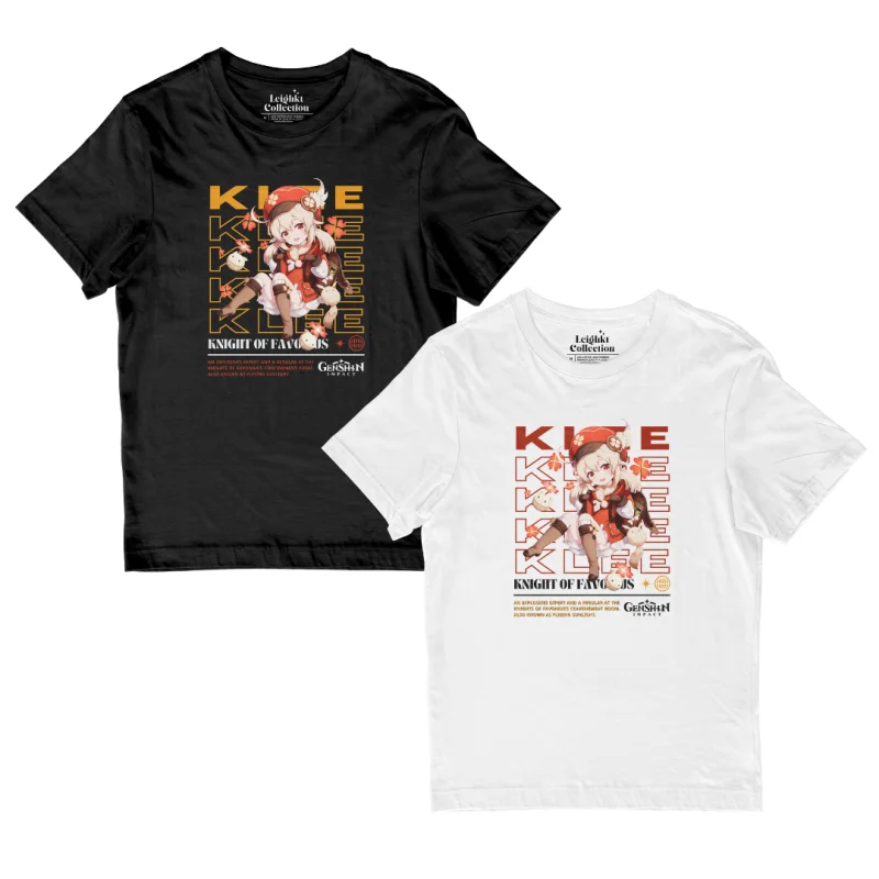 เสื้อออกกำลังกาย Klee genshin 「ผ้าฝ้ายสแปนเด็กซ์」เสื้อยืด