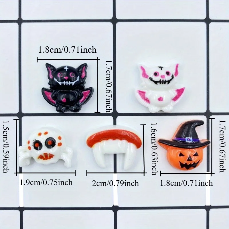 20PSC Halloween Pumpkin Head Bat Ghost Flat Back DIY Resin Figurines Scrapbook Home Decor Crafts