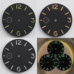 36mm Dial 0.8MM Thickness Black Dial No Logo Green Luminous for 6497/ST36 Manual Movement Watch Accessories