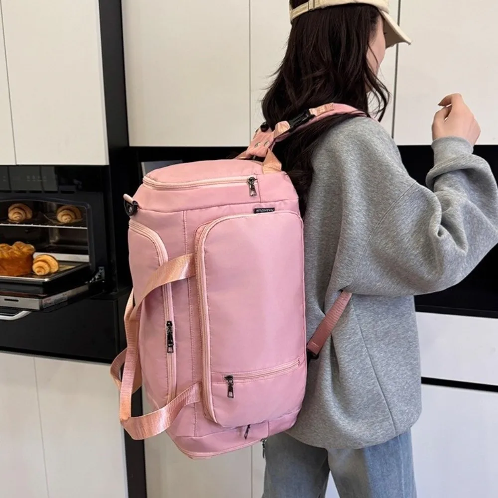 กระเป๋าเดินทางผ้าอ็อกซ์ฟอร์ดอเนกประสงค์ กระเป๋าสะพายกีฬาฟิตเนส แยกช่องแห้งเปียก ความจุขนาดใหญ่ กระเป๋าเดินทางแบบดัฟเฟิลสำหรับโยคะ