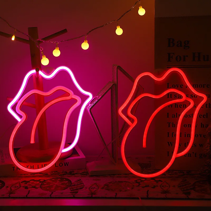 

Светодиодная неоновая вывеска для рта и губ, украшение, светящаяся неоновая лампа для спальни, гостиной, вечеринки, декор на день Святого Валентина, подарок для взрослых и детей