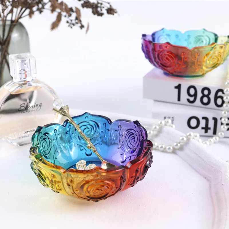 

E5 Rose Lotus Storage Bowl Mirror Silicone Mold DIY Crystal Epoxy Resin Mold DIY Rose Lotus Storage Mold Bowl Silicone Mold Pots