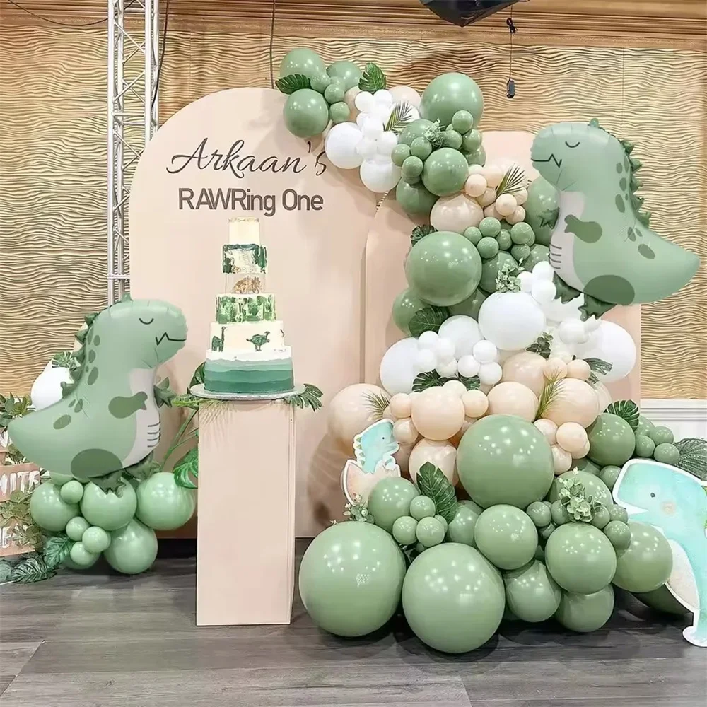 

Набор из 122 воздушных шаров с мультяшными динозаврами, тематика джунглей, для дня рождения, детский подарок, праздничное украшение