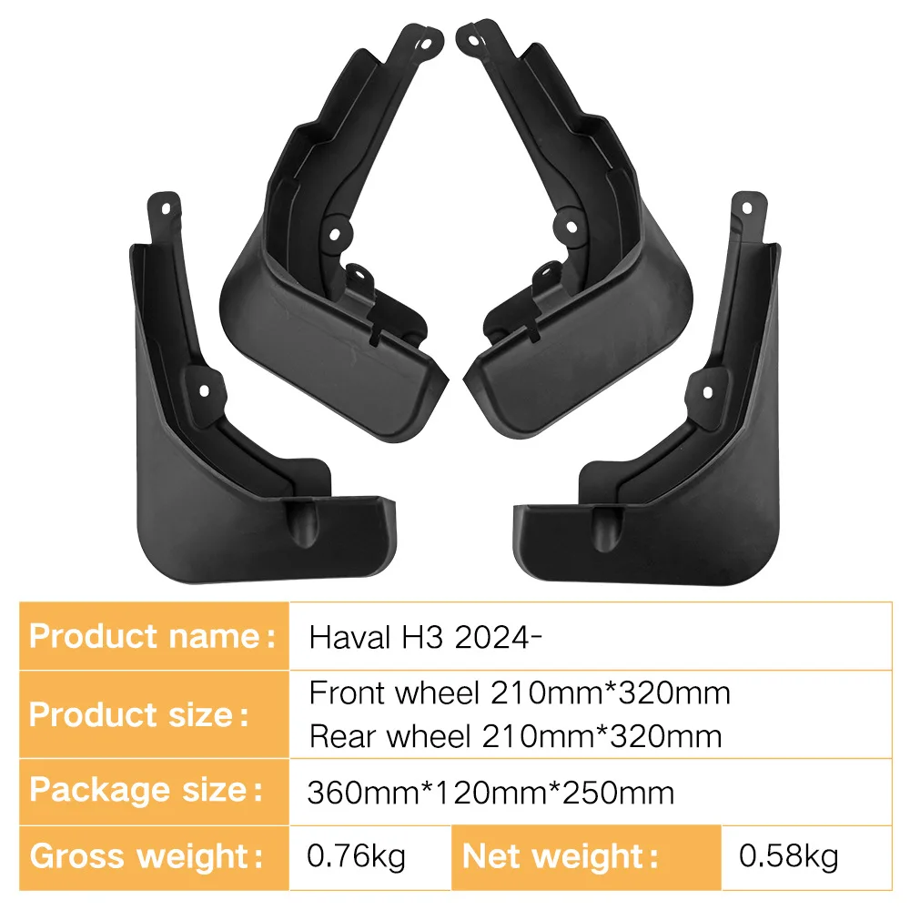 Mudflaps Mudguards Fit for Great Wall Haval H3 2024 Mudguards Tire Fenders Mud Flaps Wheel Guards Accessories 4x Tyre