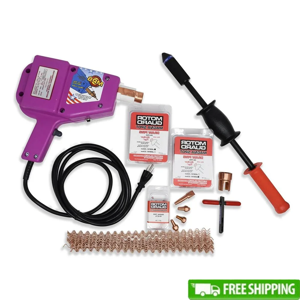 

Advanced Automotive Dent Repair Kit Pro Stud Welder with Slide Hammer T-Puller Electrodes Magna-Wire Adapter 500 Pins Oil