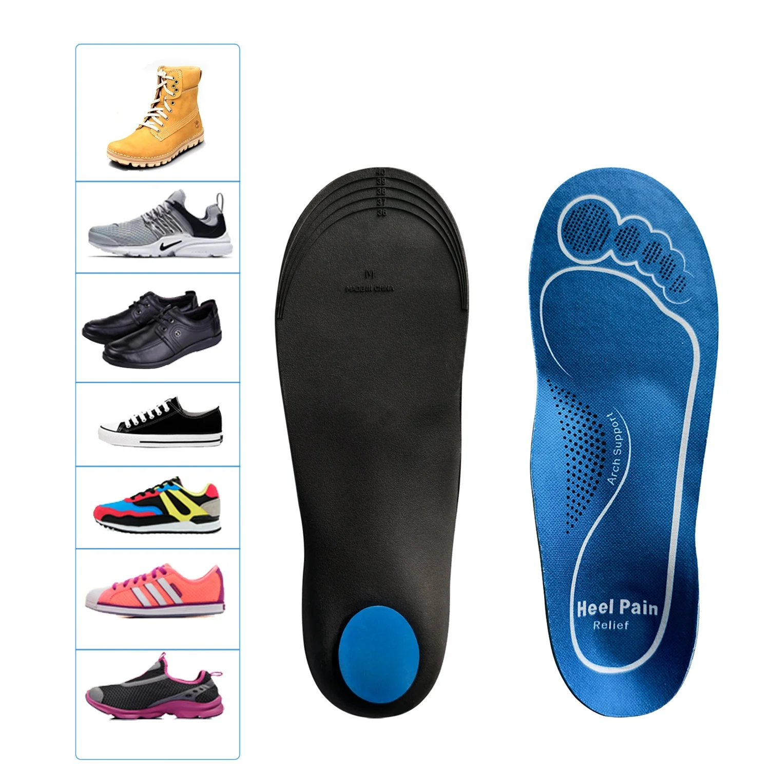 Arch Support Flat Foot Orthopedic Insoles Massage Tpu Insole For Men Women Shock-absorbing Insoles