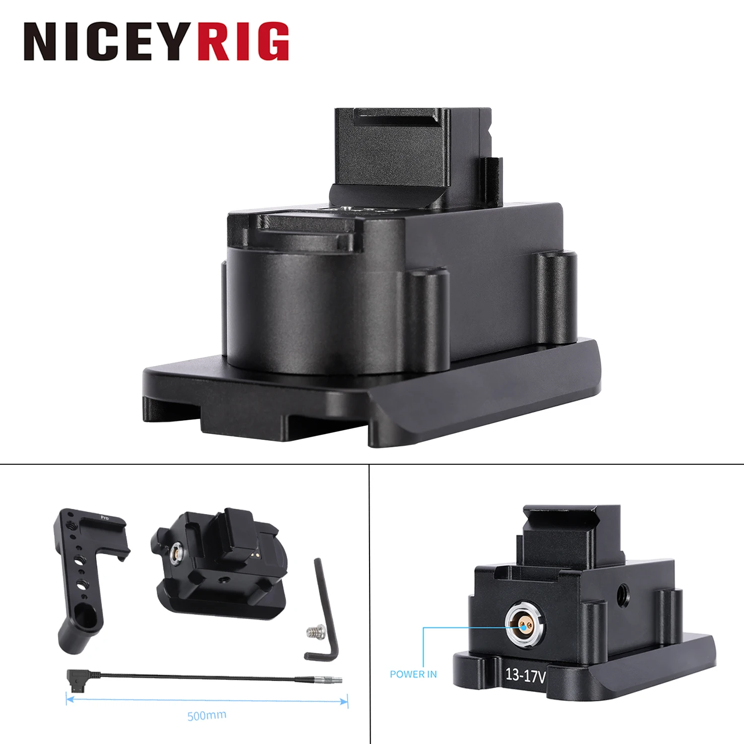

Niceyrig Power Supply Base Plate for DJI RS 2 // RS 3 Pro // RS 4 Pro with Side Holding Plate Comes with Manfrotto Dovetail