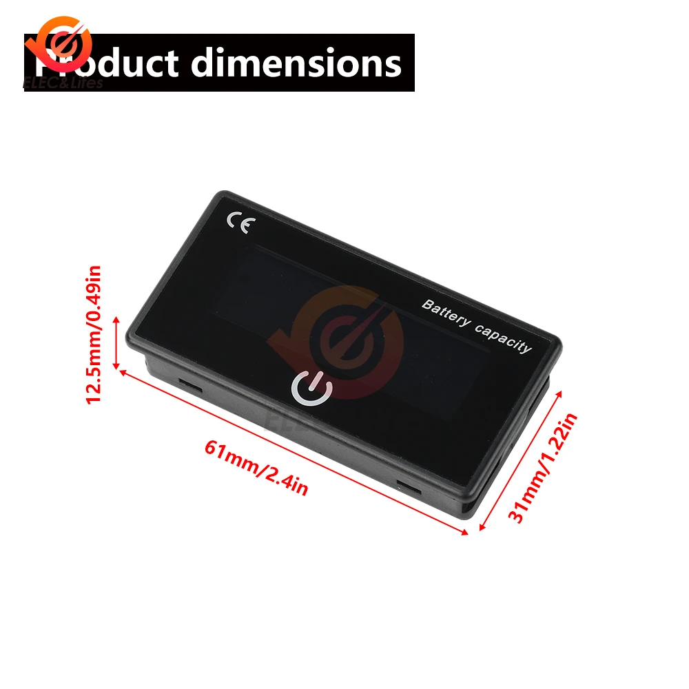 DC 8-100V Multifunctional Battery Capacity Indicator Lead-acid Lithium LiFe PO4 Voltage Tester With Temperature Alarm ℃/℉ Switch