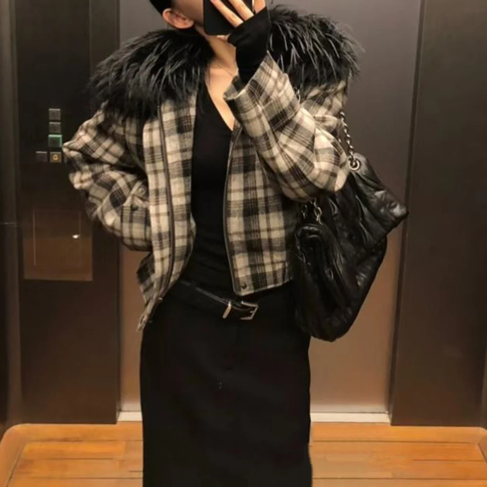 سترة أنيقة منقوشة من TWOTWINSTYLE متينة مع طية صدر السترة وأكمام طويلة فضفاضة ملابس الشارع الكورية سترات نسائية موضة الخريف الجديدة #2