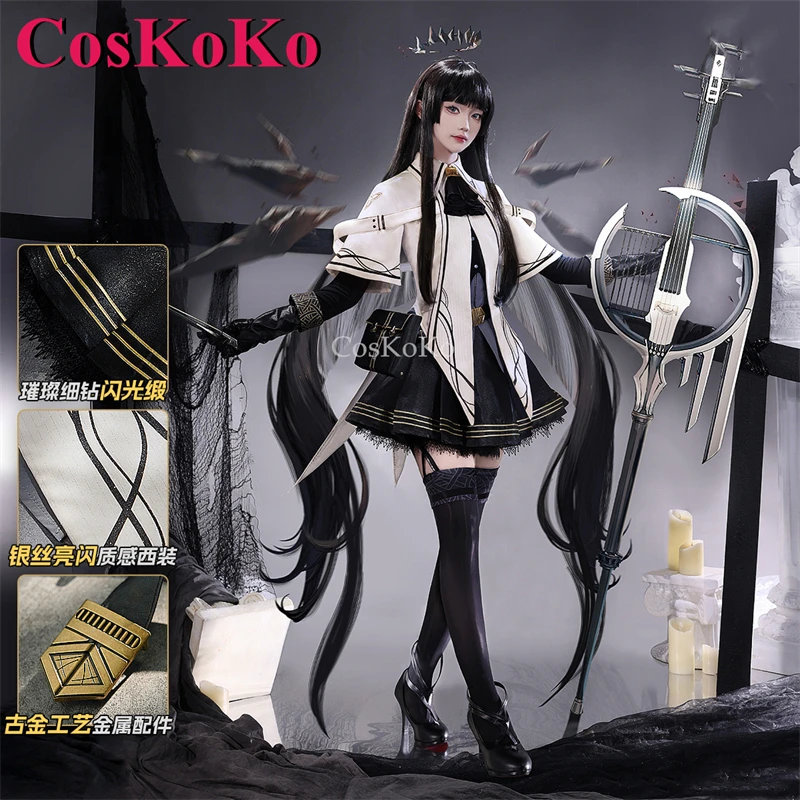 CosKoKo Virtuosa/Arturia Giallo Cosplay Game Arknights Costume Gorgeous Sweet Combat Uniform Halloween Party Role Play Clothing