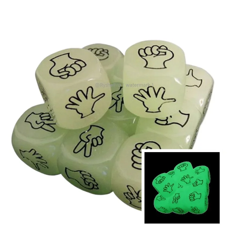 10pcs Glow Dark Dice Set Luminous Dices 6 Side 30mm Guessing Dice for Board Games Activity Casino Theme Party Favors Toy Gifts