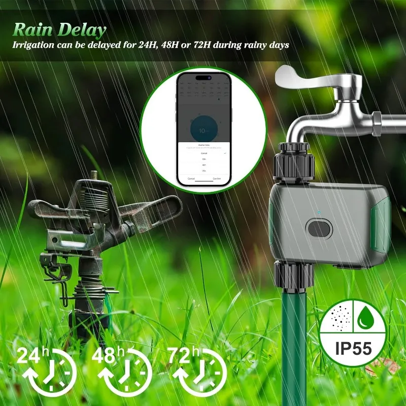 Intelligent WiFi Sprinkler Timer Water Valve Single Sprinkler Remote Control Irrigation System Mode Rain Garden Sprinkler Delay