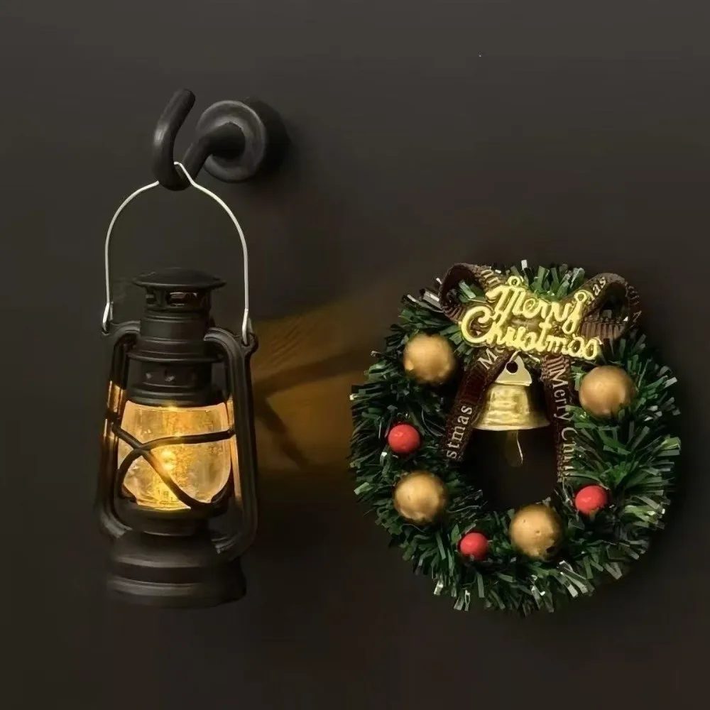 Luminous Mini Cat Fireplace Magnet Unique Retro Christmas Wreath Fridge Magnet Cute Fridge Magnet Ornament Festive Atmosphere