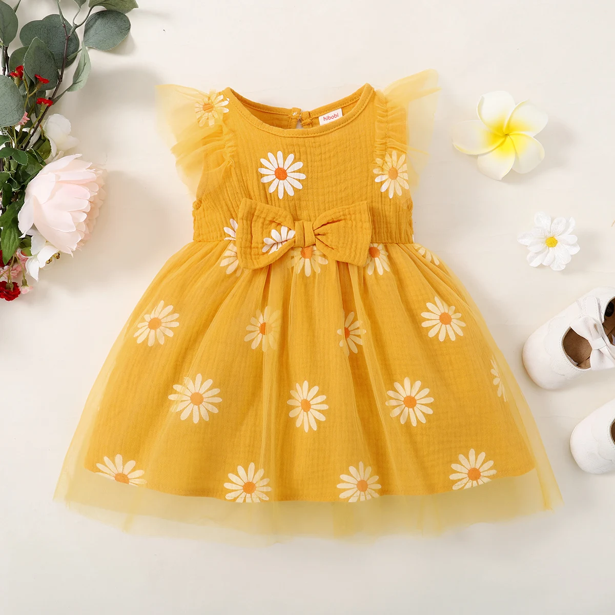 1-5 anni bambini neonata vestito fiori abiti da festa senza maniche girocollo Sweety Tutu Gauzy abbigliamento estivo abito da principessa