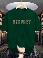 Men's summer 100% pure cotton fashionable casual loose RESPECT camouflage letter printed round neck short sleeved T-shirt top