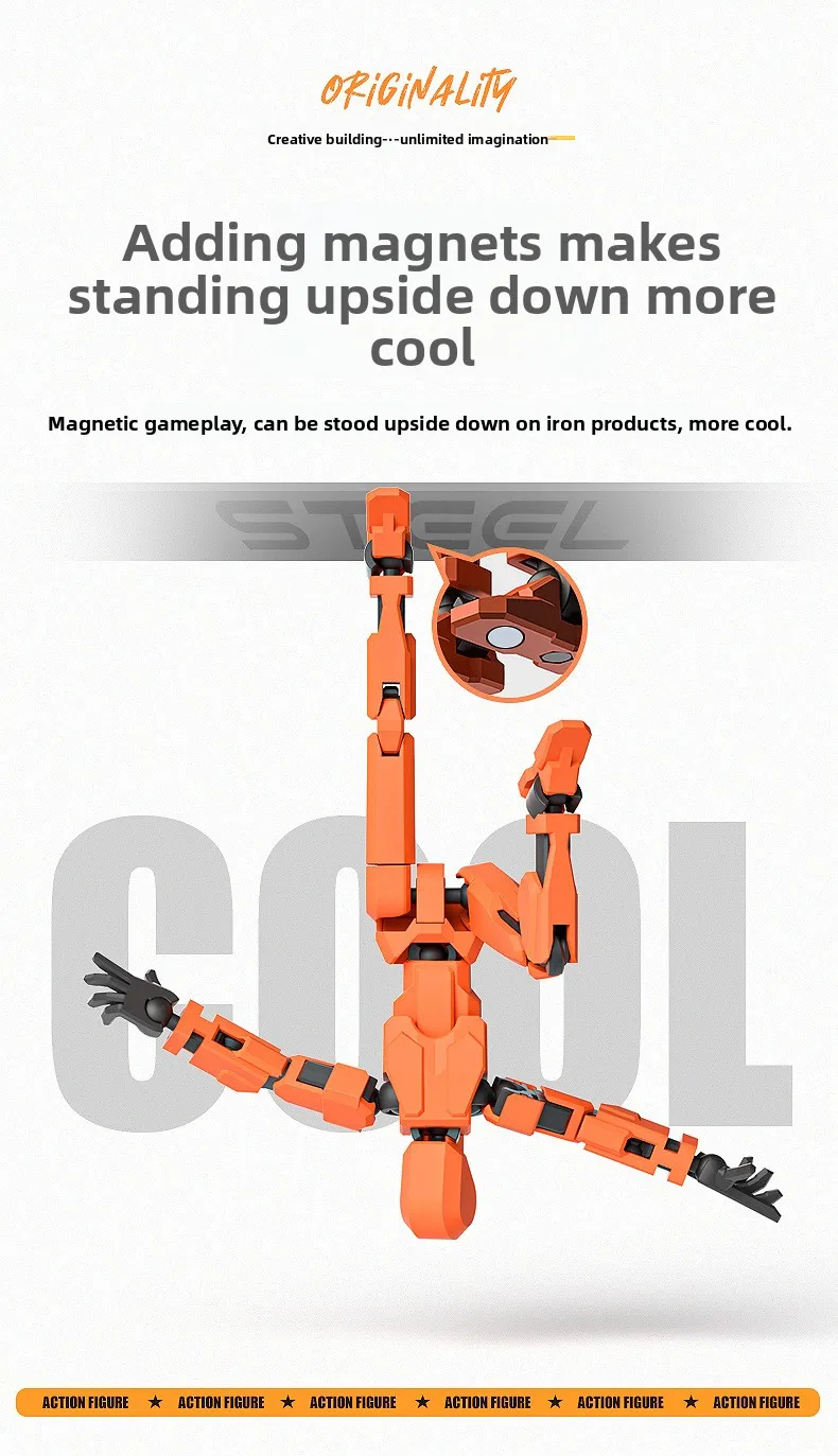 

DIY Action & Toy Figures Free assembly lucky doll magnetic suction bracket joint movable 3D doll toy dummy doll gift