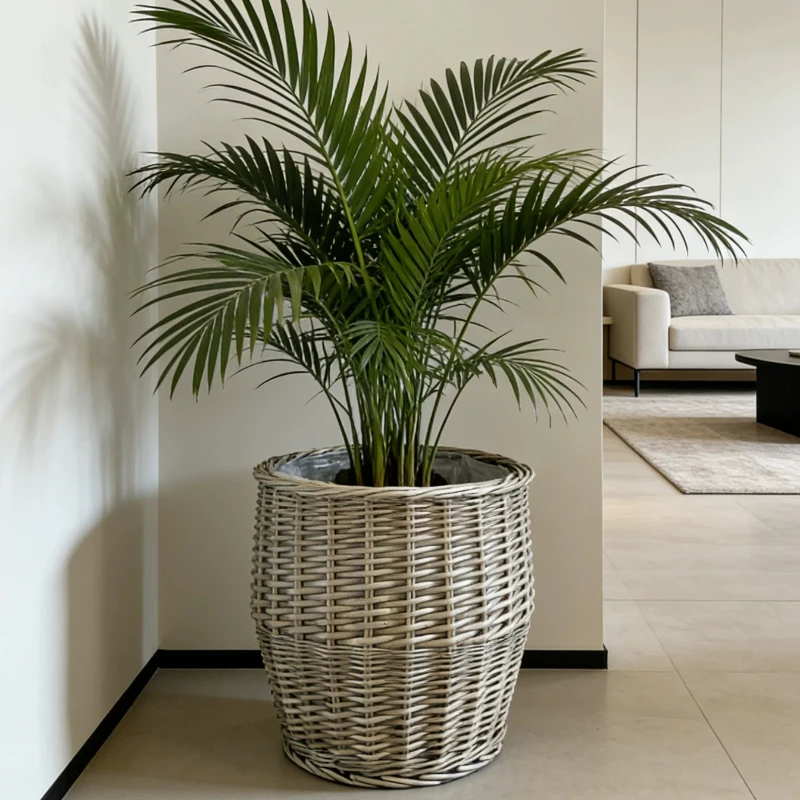 Rustic Wicker Flower Pot for Balcony Decorative Plant Holder for Living Room High End Greenery Planter for Indoor Home Decor