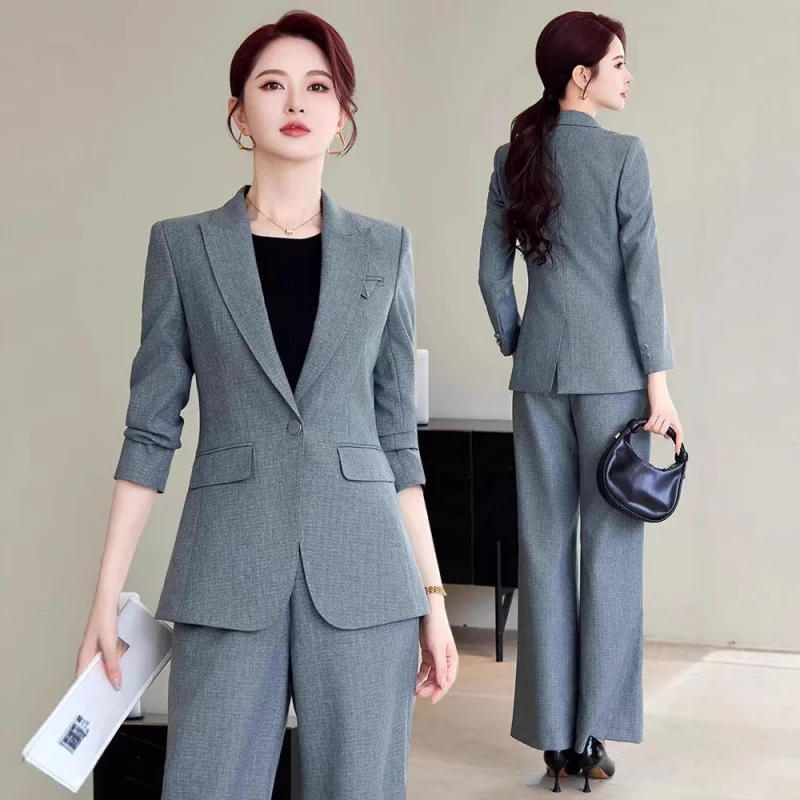 Women's Spring and Autumn Suit Set2025New Style Interview Professional Elegant High-End Korean Version Casual Blazer Workwear
