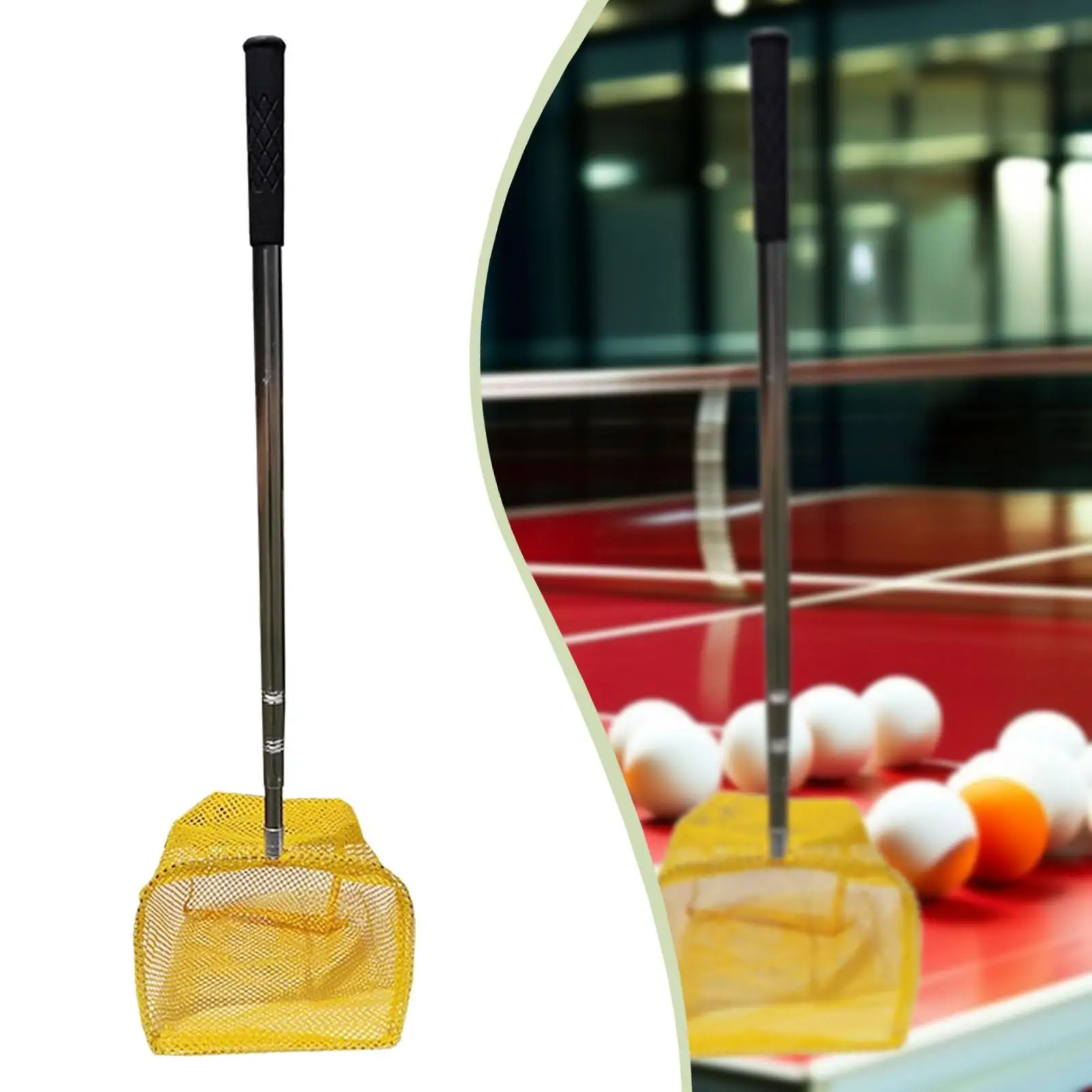 Stainless Steel Handle Table Tennis Ball Collector Telescopic Scoop Net for Table Tennis Training Equipment