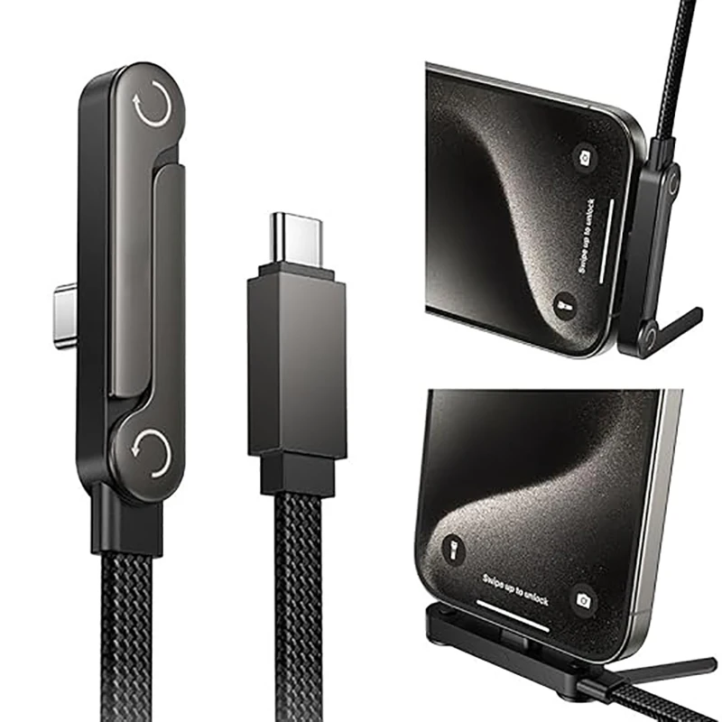 240W USB-C Fast-Charging Cable Kit with Integrated Foldable Stand and 1.5-Meter Detachable Cable