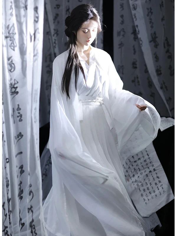 

Костюм для выступлений Ele Hanfu: женский комплект с широкими рукавами и струящейся юбкой в стиле феи, для взрослых, в сказочном древнем стиле