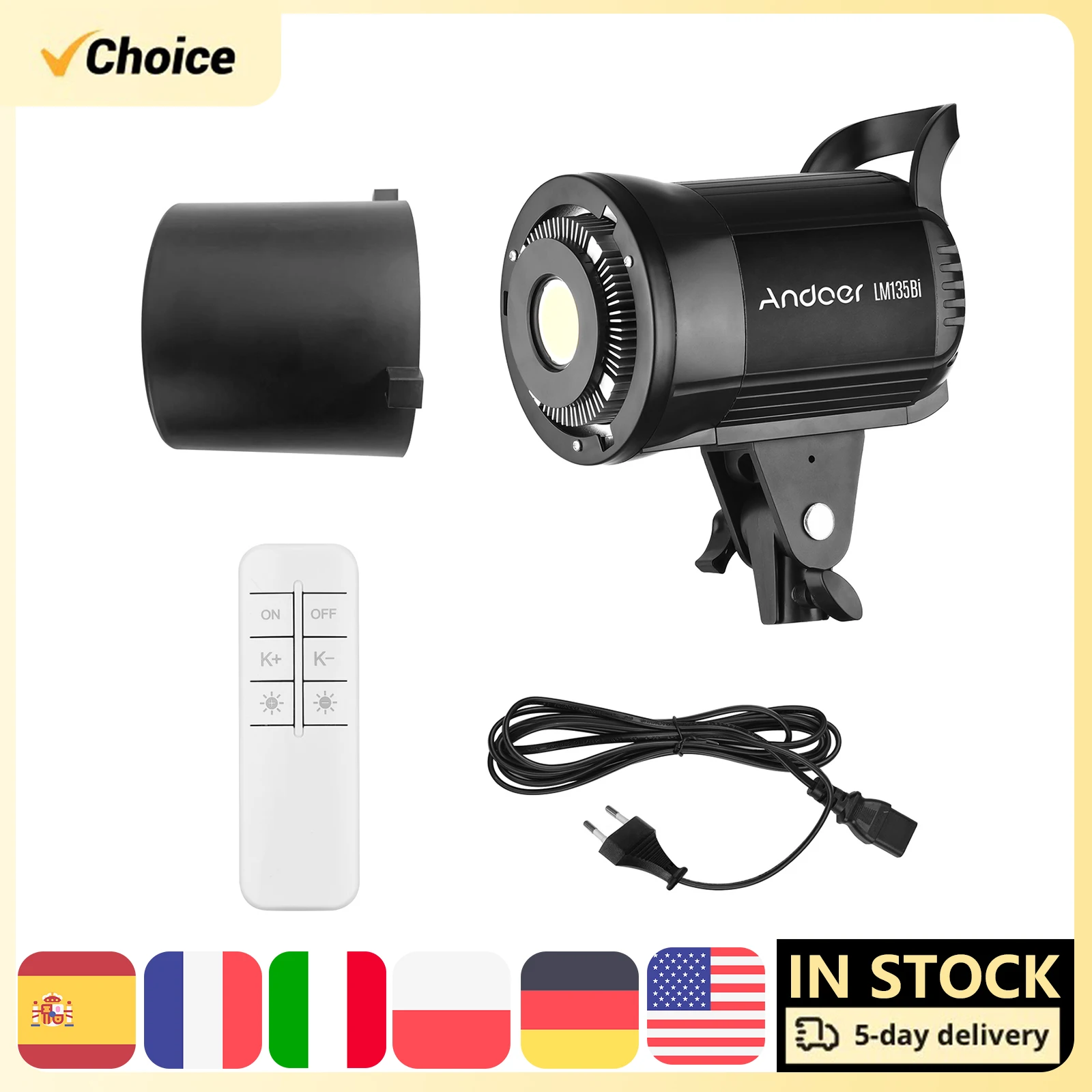 Andoer Portable 135W Studio Video Light 2800K-5600K Dimmable LED Photography Lighting with Bowens Mount for Video Live Streaming