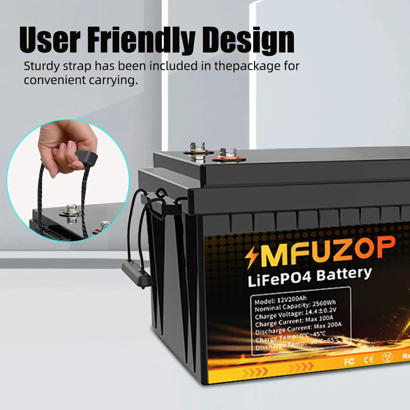 MFUZOP 1280Wh 2560Wh 3840Wh 12V LiFePO4 Rechargeable Battery Intelligent BMS100Ah 200Ah 300Ah System for RV Camping No VAT
